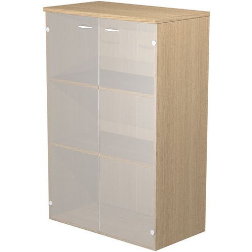 Meuble Mi-haut Fast Portes En Verre - P35cm - Chêne