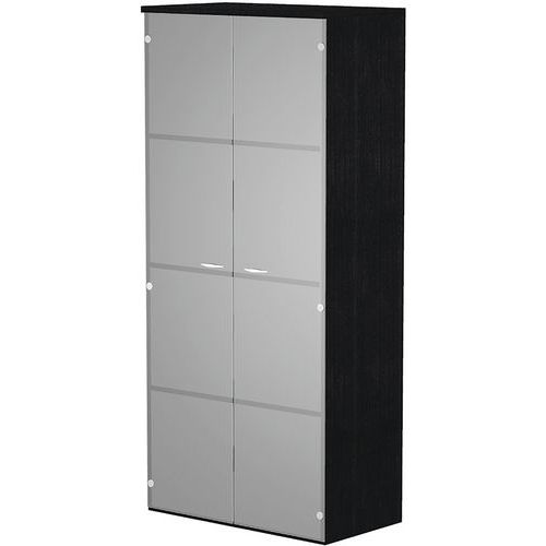 Meuble Haut Fast à Portes En Verre Trempé - Noir