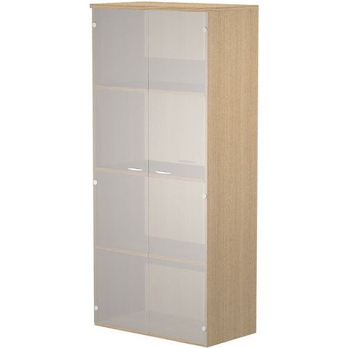 Meuble Haut Fast à Portes En Verre Trempé - Chêne