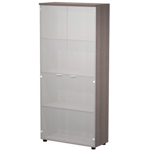 Meuble Haut Fast à Portes En Verre Trempé - Frêne Toscan
