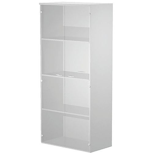 Meuble Haut Fast à Portes En Verre Trempé - Gris Aluminium