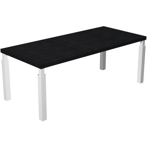 Artarredi - Bureau de direction Royal 210cm - Plateau Noir, Piétement Blanc - Mélaminé - Éco-responsable