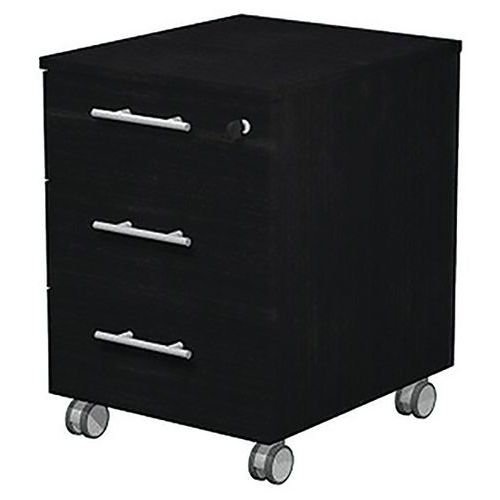 Artarredi - Caisson mobile 3 tiroirs Royal Noir - 615x418x520 mm - Mélamine, Livré monté, Éco-responsable