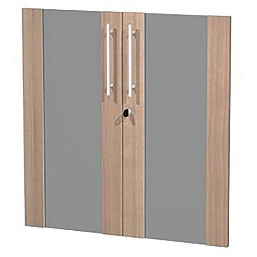 Jeu De Portes Verre Fumé Royal Pour Armoire Basse - Noyer
