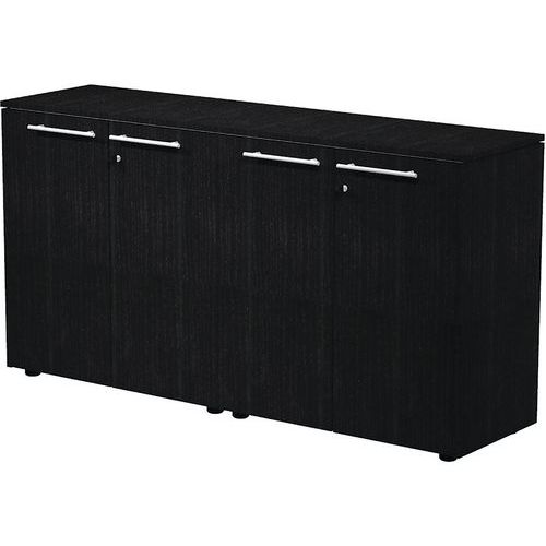 Armoire Basse Double à 4 Portes - Noir