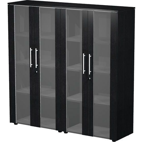 Armoire Haute Double à 4 Portes En Verre Fumé Royal - Noir