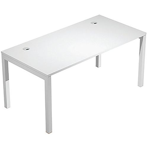 Artarredi - Bureau Trendy 160cm Blanc Gris - Pieds Métal - Plateau Mélaminé Éco-responsable