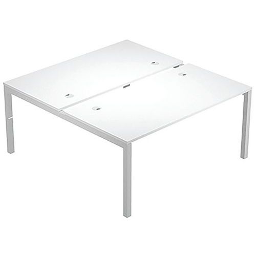 Artarredi - Banc 2 postes Trendy 160cm Blanc Gris - Pied Métal - Éco-responsable