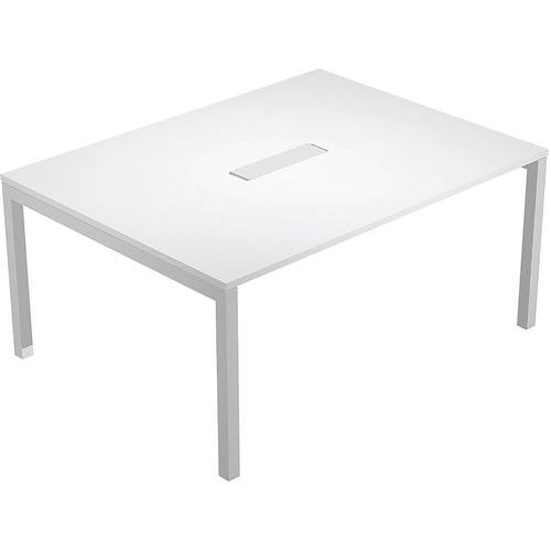 Table De Réunion Trendy - Blanc - Pieds Métal