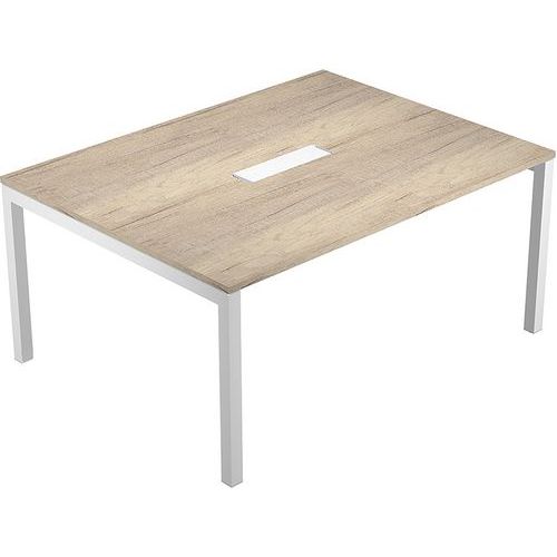 Table De Réunion Trendy - Chêne Canadien - Pieds Blanc