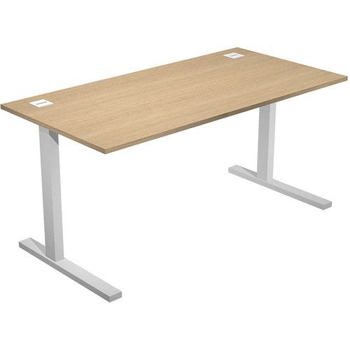 Artarredi - Bureau droit Visual 160 cm Chêne - Piètement Gris - Éco-responsable