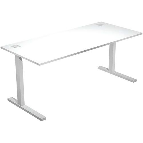 Artarredi - Bureau droit Visual 180 cm - Blanc, Gris - Éco-responsable, Plateau Mélaminé