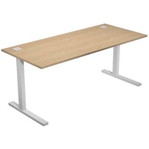 Artarredi - Bureau droit Visual 180 cm - Chêne, Gris - Éco-responsable, Recyclé