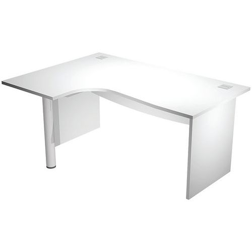 Bureau Gauche Pieds Panneaux Visual 180cm Blanc