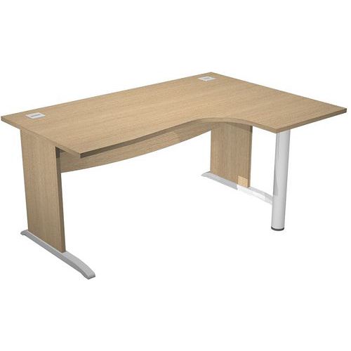 Artarredi - Bureau droit 90° Visual 160cm Chêne - Pieds en L Métal - Plateau Mélaminé - Éco-responsable