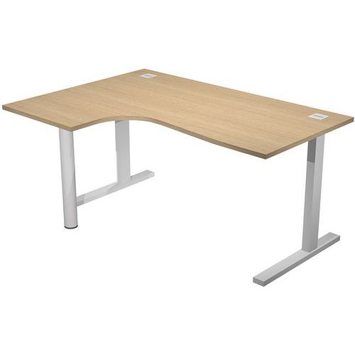 Bureau Compact 90° Gauche Avec Pied L Métal - 180cm - Chêne