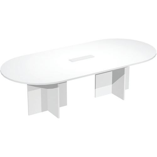 Table De Réunion Ovale Visual - Pieds Croix - 260cm - Blanc