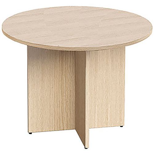 Table De Réunion Ronde Visual - Pieds Croix - 100cm - Chêne
