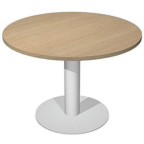 Table De Réunion Ronde Visual - Pieds Tulipe - 100cm - Chêne