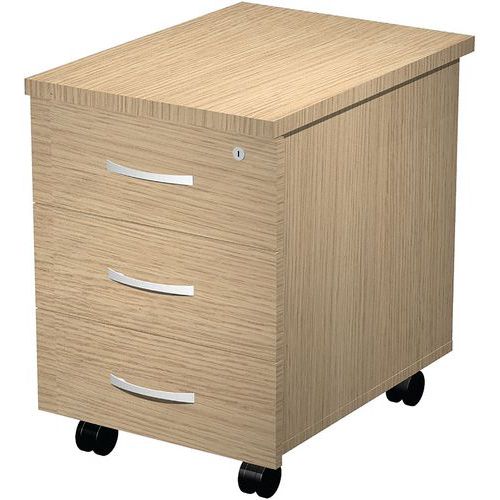 Caisson Mobile 3 Tiroirs Sur Roulettes - Chêne