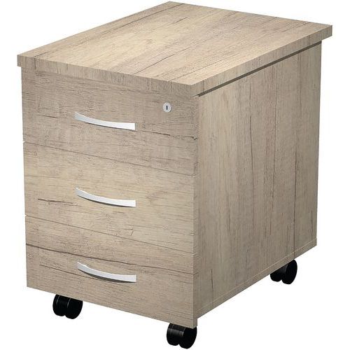 Caisson Mobile 3 Tiroirs Sur Roulettes - Chêne Canadien