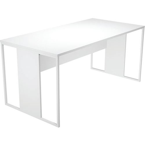 Artarredi - Bureau Razor 160cm Blanc - Pieds Métal U - Plateau Mélaminé - Éco-responsable