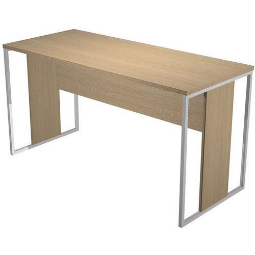 Bureau Pieds Métal Razor - 140cm - Chêne/blanc