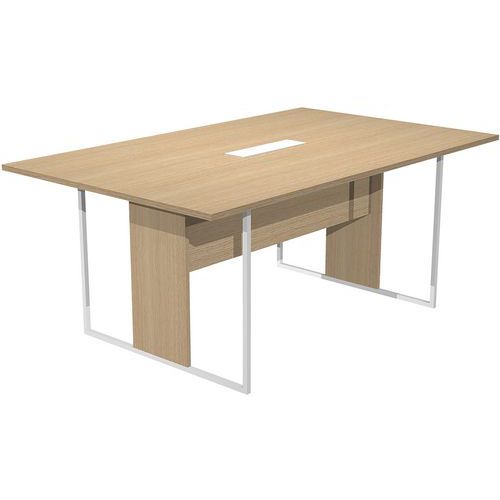Table De Réunion Razor 180 Cm - Chêne - Pieds Blanc