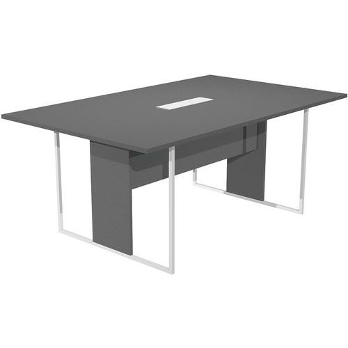 Table De Réunion Razor 180 Cm - Anthracite - Pieds Blanc