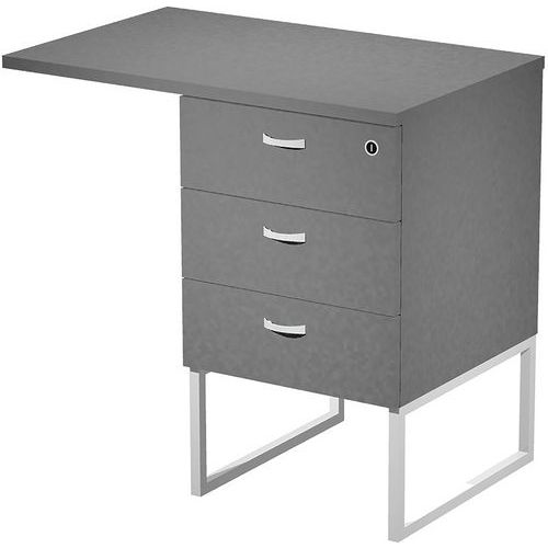 Caisson Fixe Razor 3 Tiroirs - 80x50cm - Anthracite - Blanc