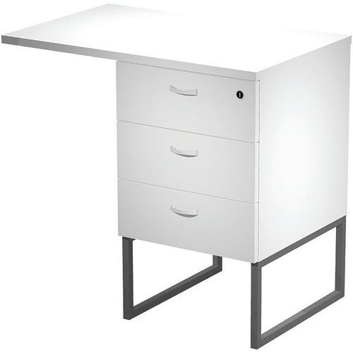 Caisson Fixe Razor 3 Tiroirs - 80x50cm - Blanc - Anthracite