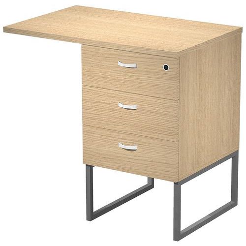 Caisson Fixe Razor 3 Tiroirs - 80x50cm - Chêne - Anthracite