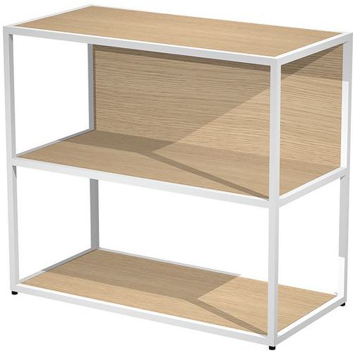 Bibliothèque Basse En Métal Razor - Chêne - Blanc