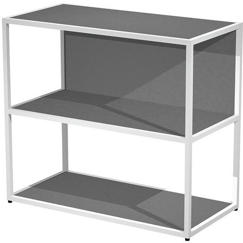 Bibliothèque Basse En Métal Razor - Anthracite - Blanc