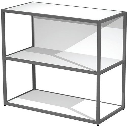 Bibliothèque Basse En Métal Razor - Blanc - Anthracite