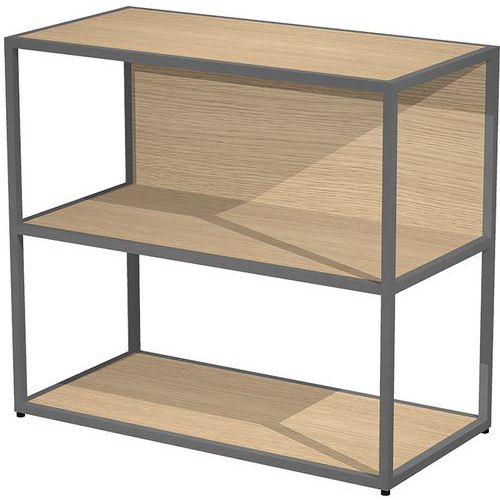 Bibliothèque Basse En Métal Razor - Chêne - Anthracite