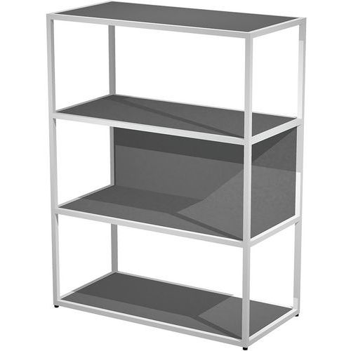 Bibliothèque Mi-haute En Métal Razor - Anthracite - Blanc
