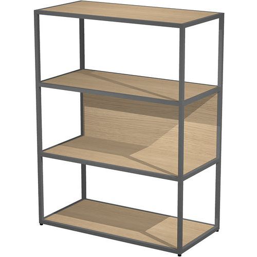 Bibliothèque Mi-haute En Métal Razor - Chêne - Anthracite