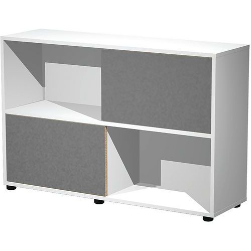 Bibliothèque Basse à Portes Tetris - Blanc - Anthracite