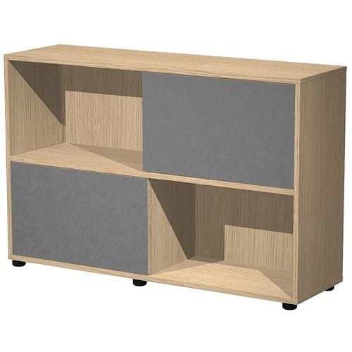 Bibliothèque Basse à Portes Tetris - Chêne - Anthracite