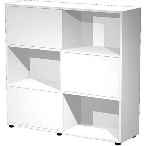 Bibliothèque Mi-haute Portes Coulissantes Tetris Blanc/blanc
