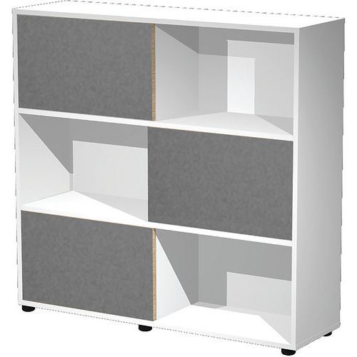 Bibliothèque Mi-haute à Portes Tetris - Blanc/anthracite