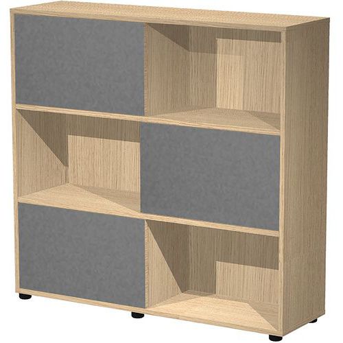 Bibliothèque Mi-haute à Portes Tetris - Chêne/anthracite