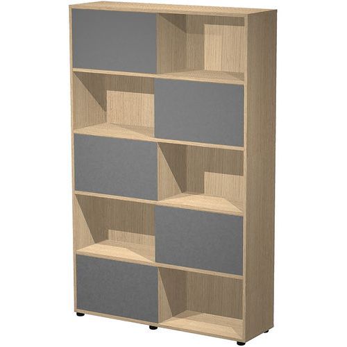 Bibliothèque Haute à Portes Tetris - Chêne - Anthracite