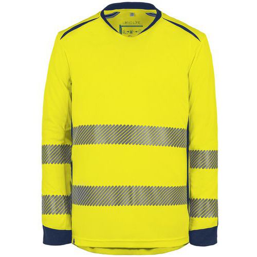 Tee Shirt Long Life Jaune/marine Manches Longues Xl