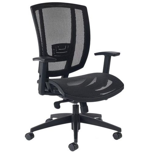 GGI - Fauteuil AVRO Noir - Dos et Assise Résille - Accoudoirs Réglables - Confort Ergonomique