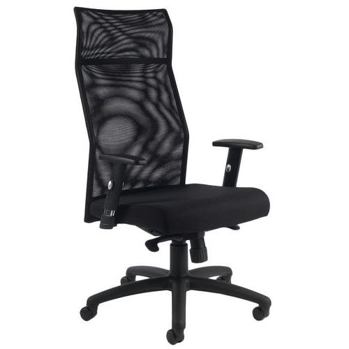 GGI - Fauteuil HODE HD Noir - Dossier Résille - Accoudoirs Réglables - Assise Tissu - Synchrone