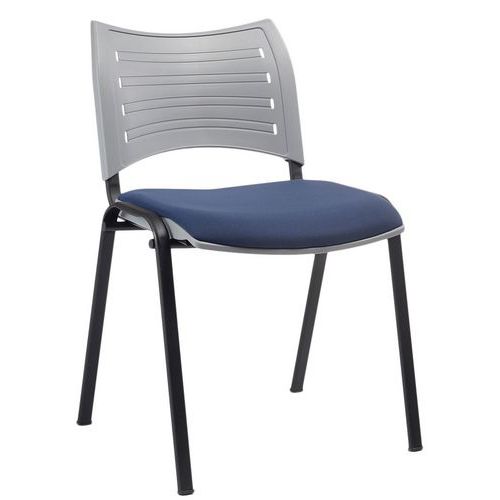 GGI - Lot de 2 Chaises Yuma Polypropylène Gris Assise Bleu Pieds Noir Empilable Confortable