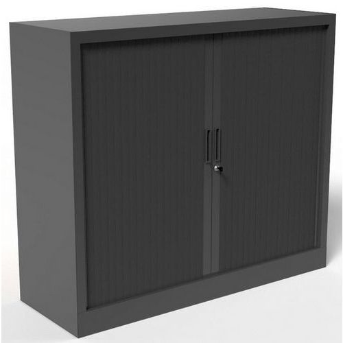 Robberechts - Armoire basse à rideaux Noir - H 102 cm L 120 cm - Charge 72 kg/tablette - Livrée montée