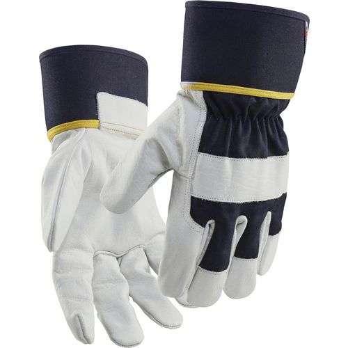 Gants De Manutention De Protection Cuir De Vache - Bleu/blanc - 8